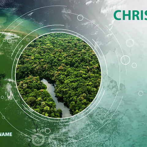 Web banner reading “Christio onderzoekt!” (“Christio investigates!”) over an aerial view of forest
